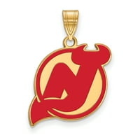Стерлинг сребро злато позлатено NHL Logoart New Jersey Devils Enamel Pendant