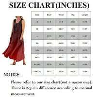 Женска Мода Печатена Должина На Глуждот Макси Летен Фустан Без Ракави Портокал 5XL