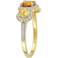Miabella Women's'sims 1- Carat T.G.W. Мадеира цитрин цитрин и карат Т.В. Дијамант жолт златен блиц, позлатен сребрен прстен со 3 камен
