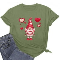 Кошула За Денот на вљубените За Жени Вратот На Екипажот Симпатична Срцева Графичка Блуза Секојдневен Лабав Љубовник Со Кратки