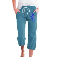 Лесехин се занимава со модни џемпери за жени обични цветни печатење еластични панталони директно широки панталони со џеб на дозвола
