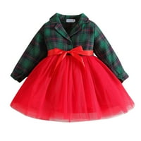 Модни Фустани За Девојки Мали Зимски Девојки Долг Ракав Карирана Мрежа Принцеза Фустан За Деца Облека За 3 Години