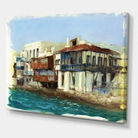 Впечаток стари куќи на островот Миконос Грција сликарство платно уметничко печатење