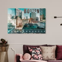 Wynwood Studio Advertising Wall Art Canvas Prints 'Бостон пејзаж' постери - сина, кафеава