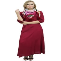 Бимба Женски Канелени Бохо Макси Фустан Со Шамија Со Реси Секојдневна Летна Облека-8