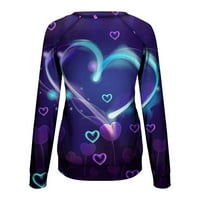 Џубонг Жени Карирани Љубов Срце Графичка Блуза Кошула Среќен Денот На Вљубените Пуловер Блузи Долги Ракави Екипажот Дуксери,