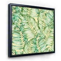 DesignArt 'Тропски зелени лисја на тропско врамено платно на Монстера